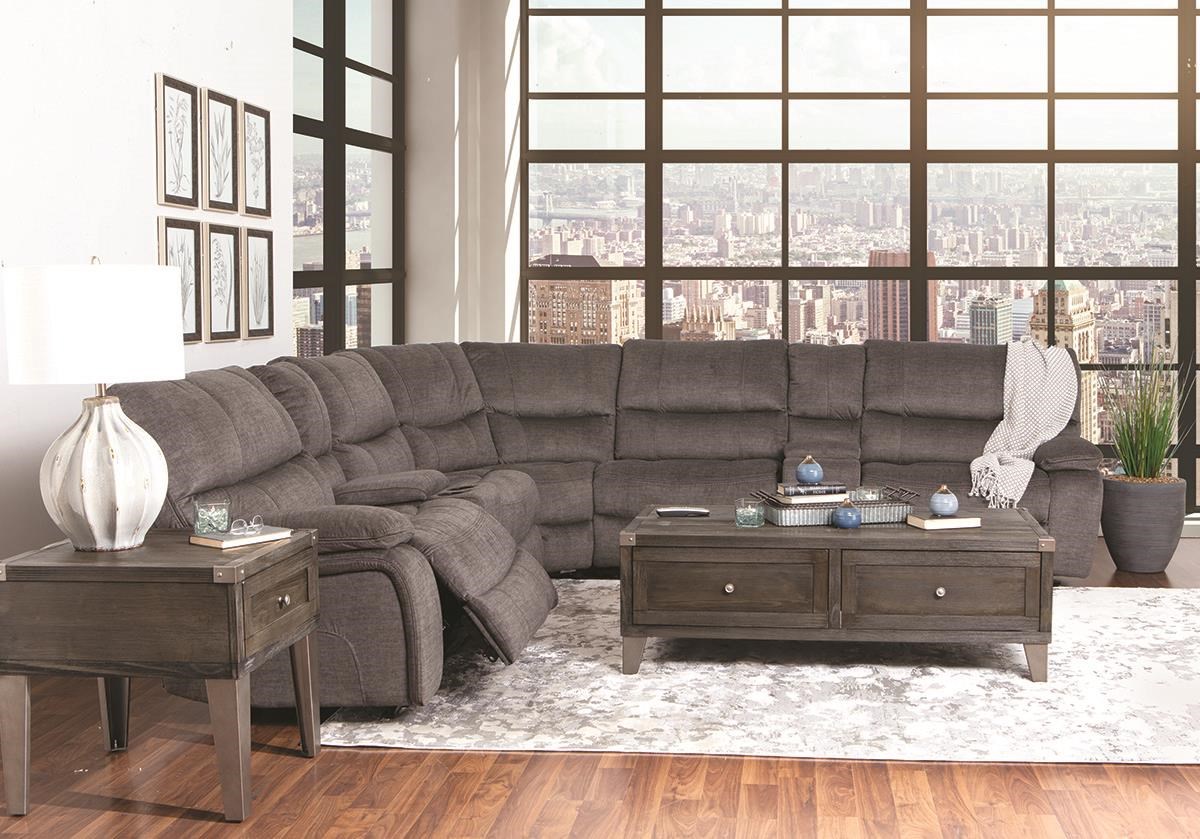 Living room shop sectional with recliner